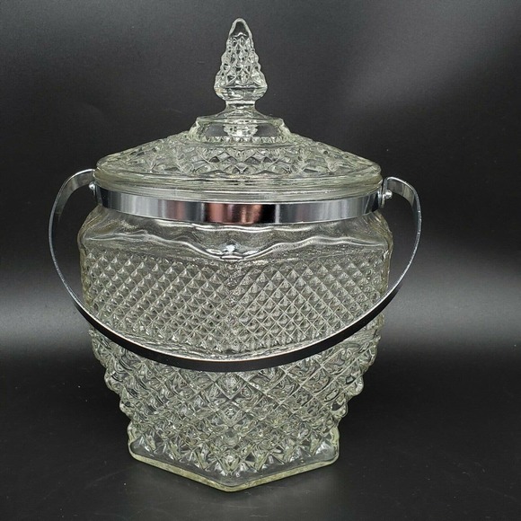 Anchor Hocking Barware Wexford Ice Bucket w Lid & Tongs - Picture 2 of 9